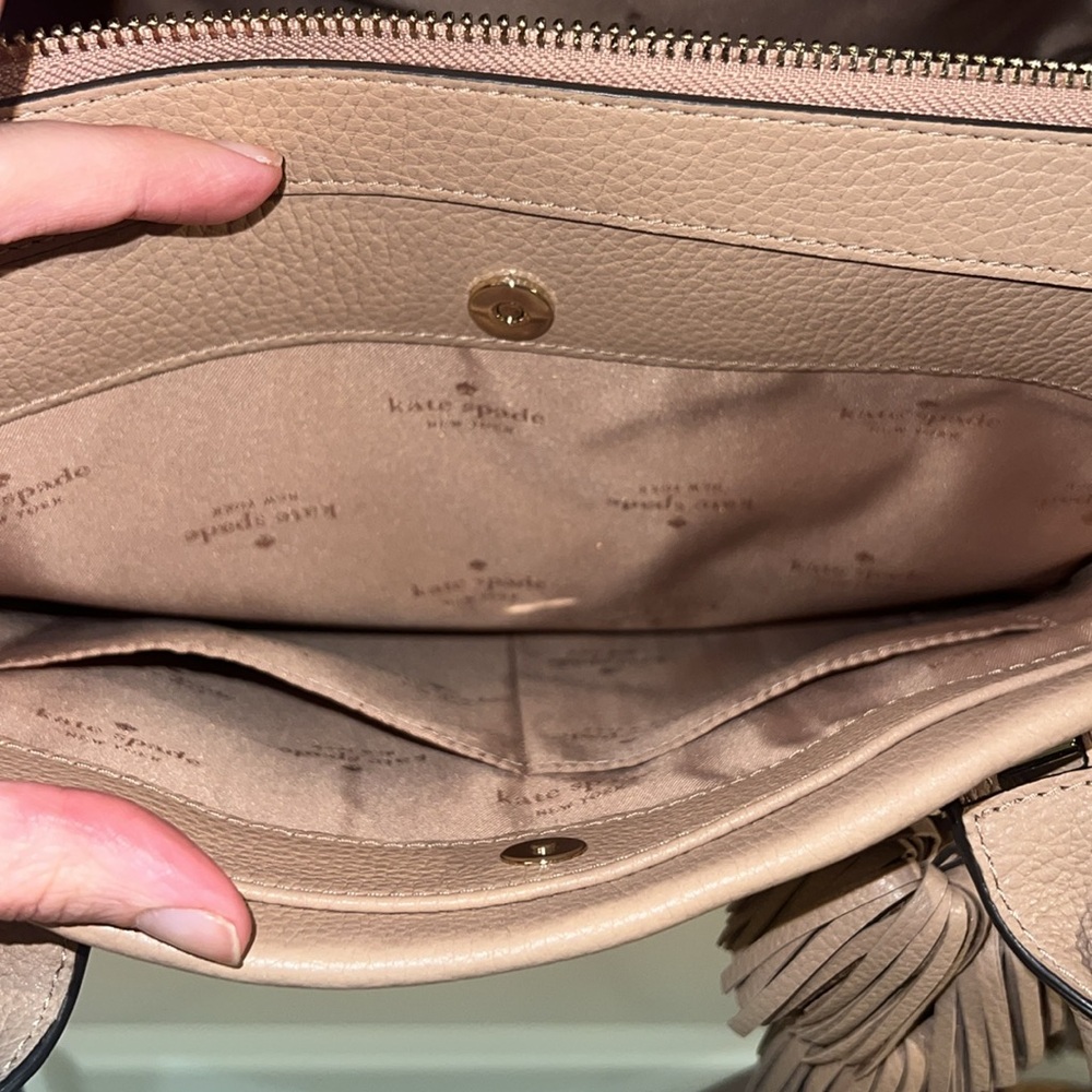 kate spade Beige/Taupe Leather Satchel with Tassel Charms - Picture 8 of 14